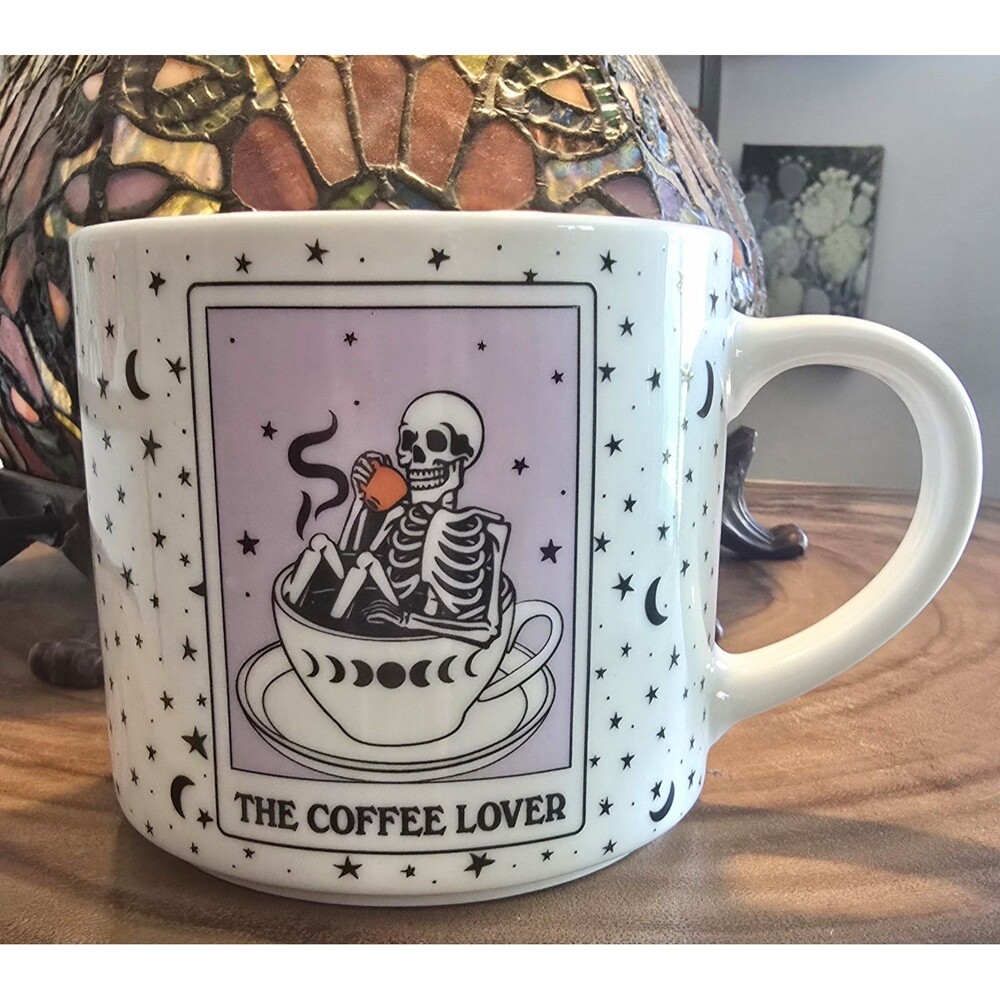 Skeleton Coffee Lover Mug Moon Star Celestial Halloween 15oz NEW